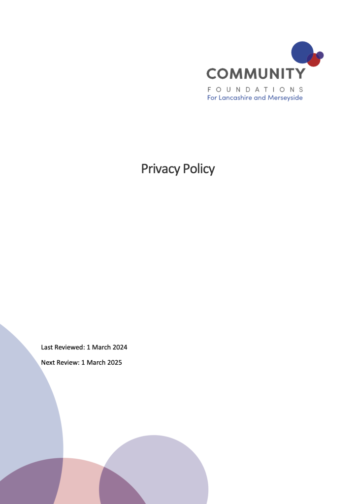 Community Foundations for Lancashire and Merseyside Privacy Policy