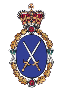 A yellow, red, and blue High Sheriff Badge